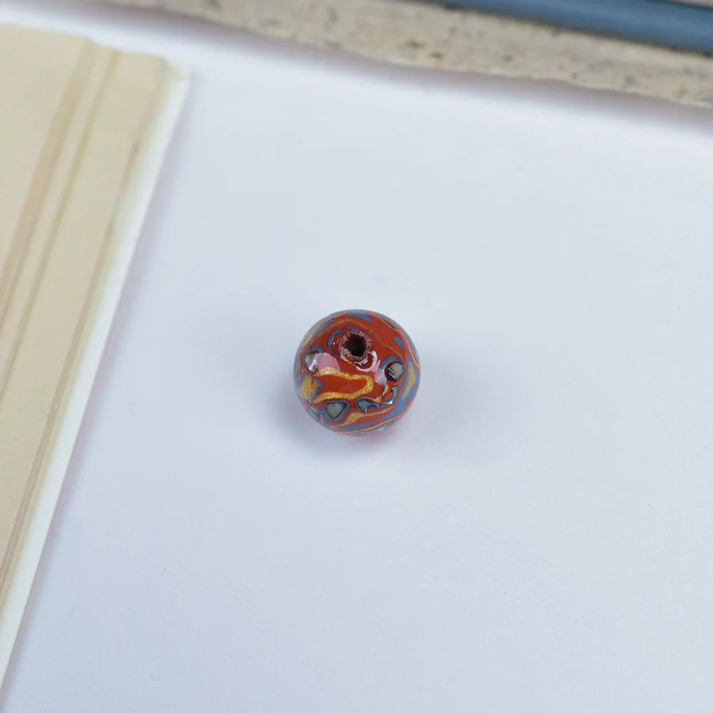 Antique Wood Circle Bracelet with Mother-of-Pearl Luck Charm