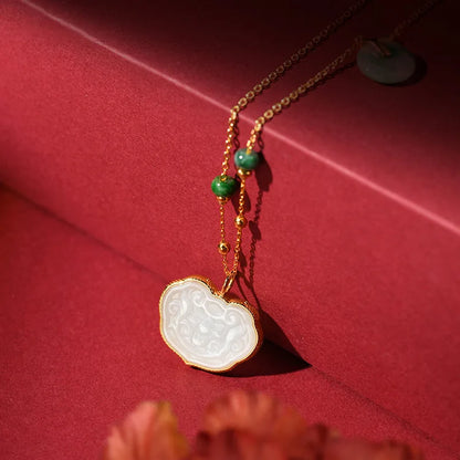 Hetian White Jade Ruyi Necklace — Collarbone Peace Pendant