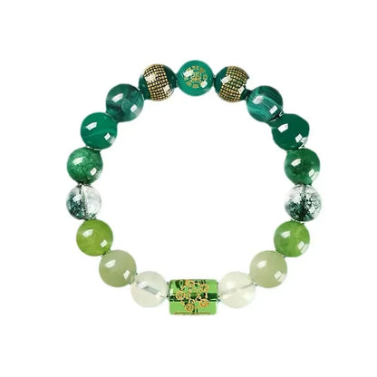 Five-Element Crystal Bracelet — Heart Sutra Wealth Charm