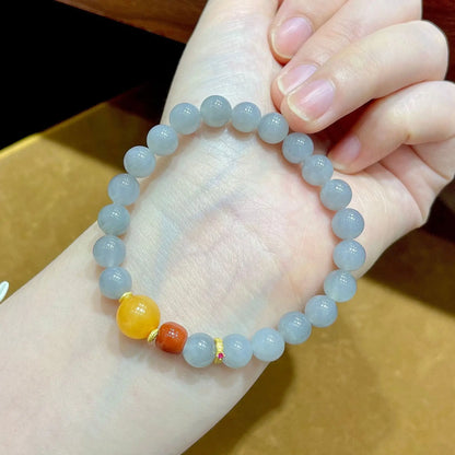 Handmade S925 Enamel Round-Bead Bracelet — Mystic Lucky Charm for Women