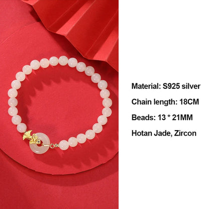 Natural Hetian Jade Carnation Bracelet — Mother's Day Gift