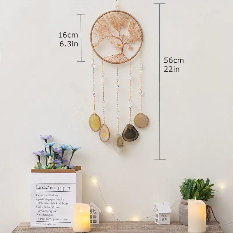 粉水晶生命之树捕光挂饰｜招爱转运能量水晶