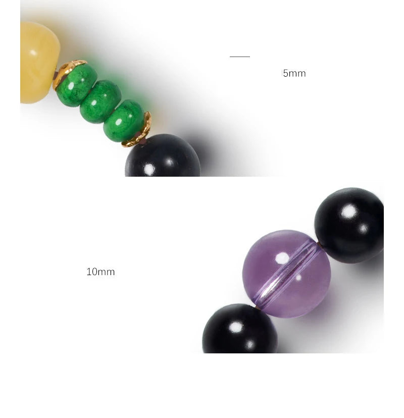 Obsidian & Purple Sandalwood Bracelet with 925 Needle