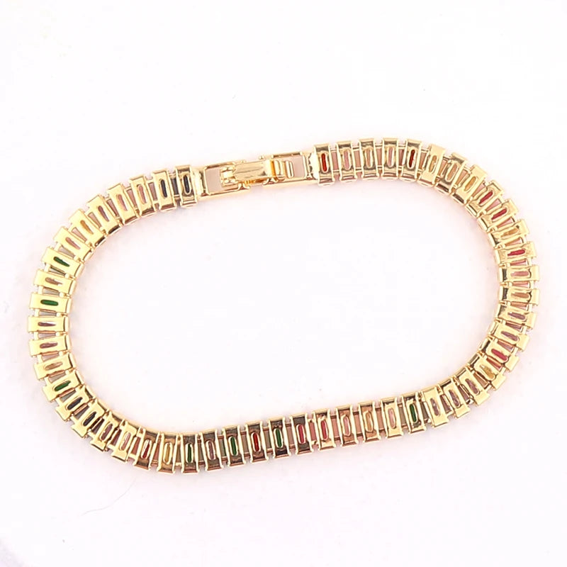 绿魅CZ微镶网球手链｜18K金电镀可调幸运护身手链