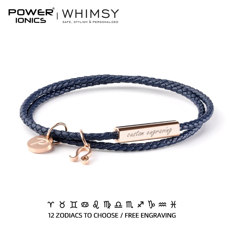 十二星座真皮缠绕手链｜男女同款磁扣 可刻字生日守护礼物