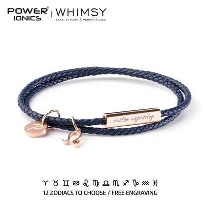 十二星座真皮缠绕手链｜男女同款磁扣 可刻字生日守护礼物