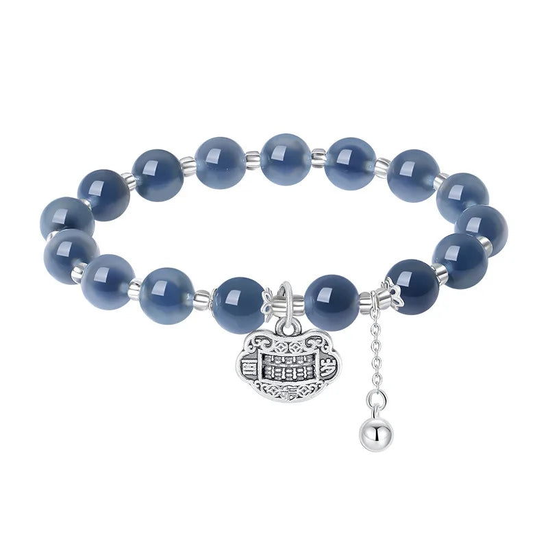 Sugar Heart Agate Tibetan Silver Safe-Lock Bracelet