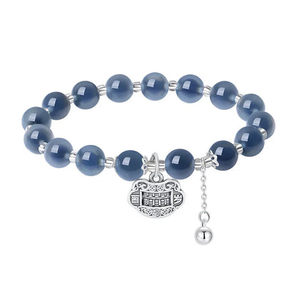 Sugar Heart Agate Tibetan Silver Safe-Lock Bracelet