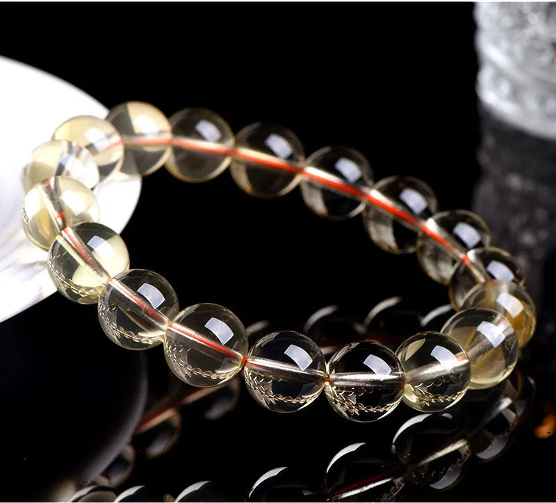 Natural Citrine 10-12mm Beaded Bracelet — Unisex Handmade