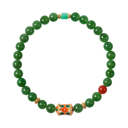 Hetian Jade Bead Bracelet | Tibetan Silver Minimalist