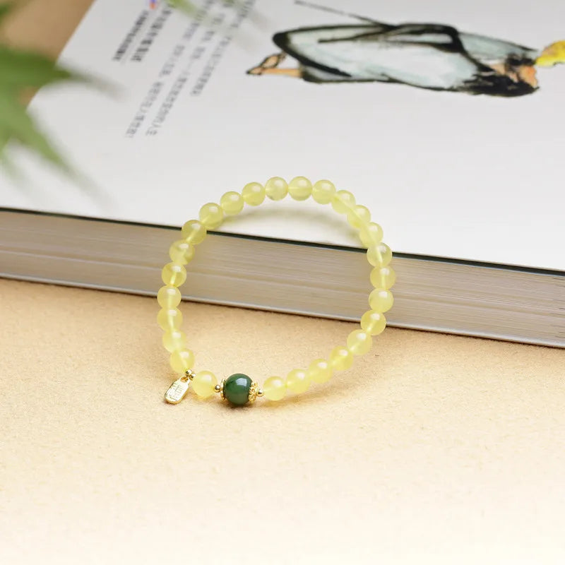 Beeswax & Hotan Jade Luck Bracelet — Single Loop Elegance