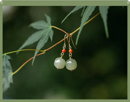 Hetian Jade Green Earrings | Sterling Silver Allergy-Proof