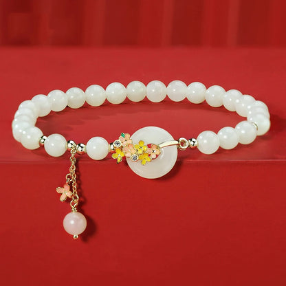 和田玉·桂花平安扣手链｜淡雅自然 开运护身