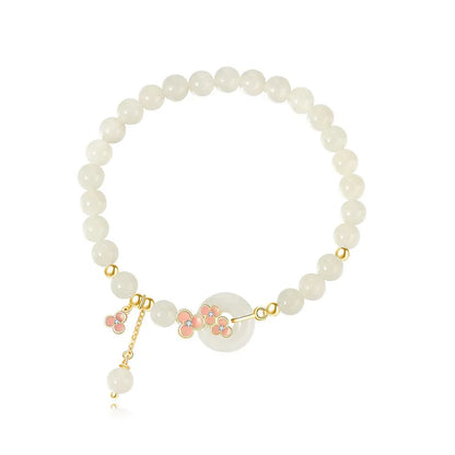 Hetian Jade Peach Blossom Bead Bracelet｜Elegant Hand-Chain Charm