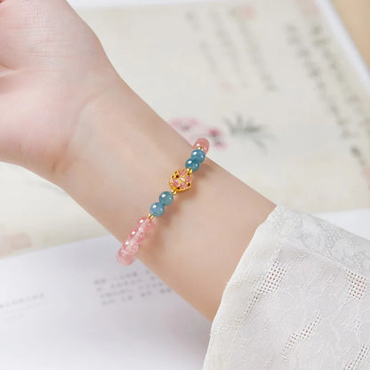 Blue Pink Crystal Butterfly Bracelet | Spiritual Transformation & Elegant Harmony