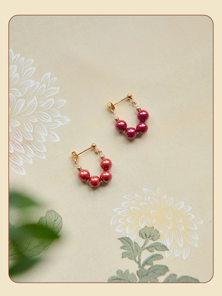 Handmade Red Agate Drop Earrings | Vintage Feng Shui Charm