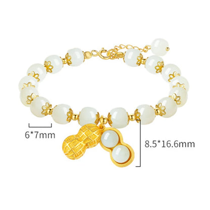 Hetian Jade S925 Silver Peanut Bracelet — Auspicious Beads