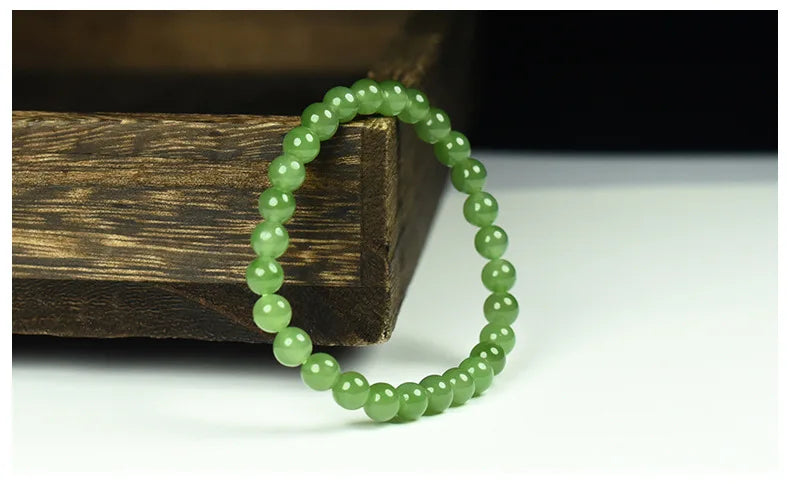 Hetian Jade 6mm Round Bead Bracelet — Boho Guardian