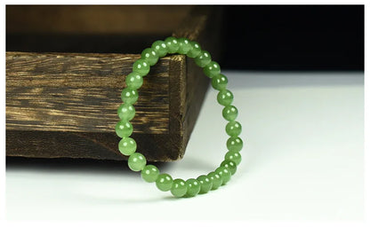Hetian Jade 6mm Round Bead Bracelet — Boho Guardian