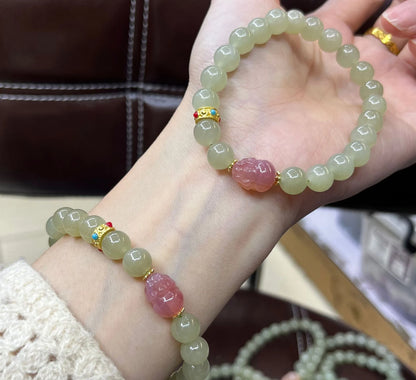 Natural White Hetian Jade Bangle – Lucky Red Skin Clear Water