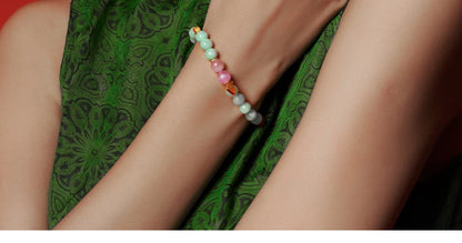 Hetian Jade Sterling Silver Gold-Plated Handstring Bracelet - Feng Shui Charm