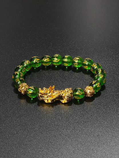 Gold Color Pi Xiu Bracelets Women Feng Shui Obsidian Wealth Pi Yao Bracelets Men 10m Dragon Mantra Bead Bangle Lucky Jewelry New