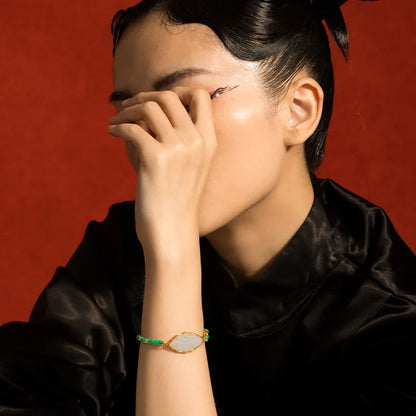 Hetian White Jade Abacus Bracelet — S925 Silver & 18K Gold