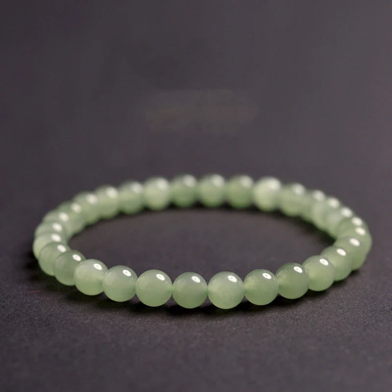 Hetian White Jade Gradient Bead Bracelet — Unisex Hand-Strung