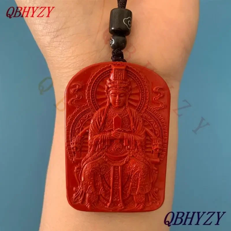 Natural Red Cinnabar Mazu Pendant Necklace — Feng Shui Guardian