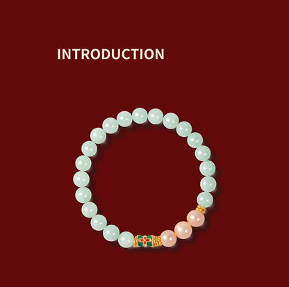 Hetian Jade 7mm Bead Bracelet with Pearl Accents Gift