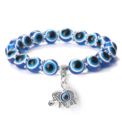 10mm Lucky Blue Evil Eye Bracelet with Charm Pendants