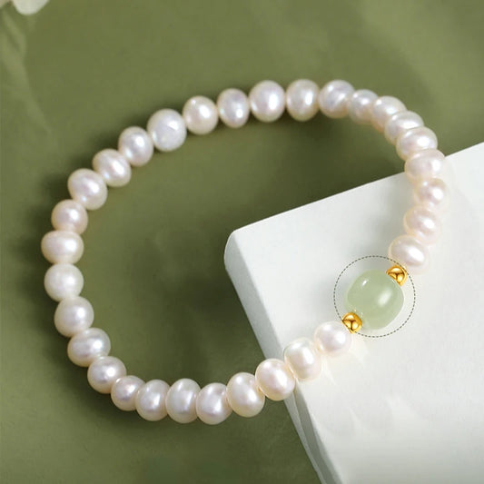 Hotan White & Light Green Jade Beads Bracelet – Lucky Luxury Gift