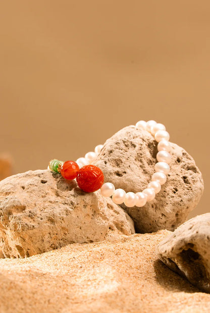 White Natural Freshwater Pearl Strand Bracelet｜Feng Shui Elegance