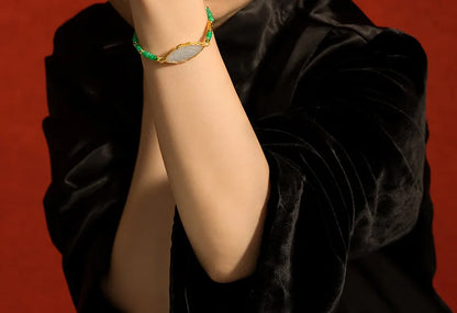 Hetian White Jade Abacus Bracelet — S925 Silver & 18K Gold