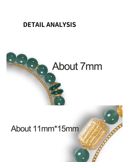 Chicken-Oil Yellow Amber Bracelet with Blue Jade Leaf Inlay