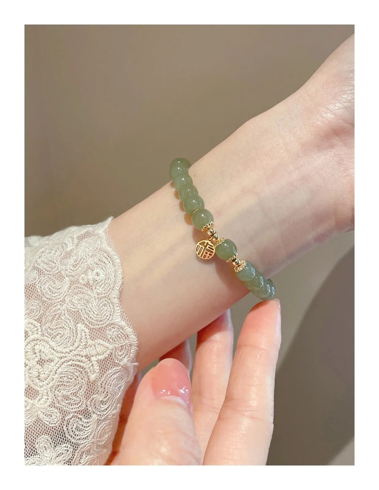 Purple Hetian Jade Wedding Bracelet｜Natural Beaded Strand for Women