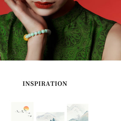 Mystic Green Jade Round Bead Bracelet for Women
