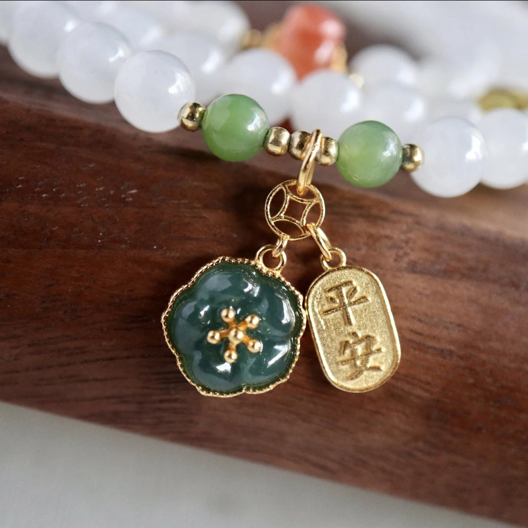 White Hetian Jade Multi-Layer Bracelet — Purity & Protection for Women