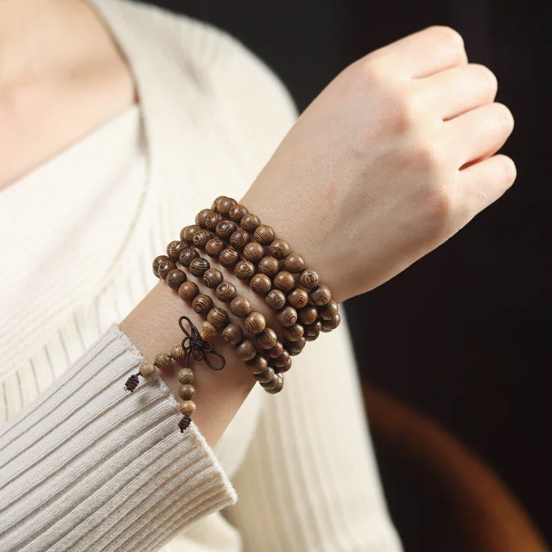 Old Seasoned Chicken Wing Wooden Buddha Prayer Beads Pieces Wind Men And Women Bracelet Holding Gift  Wooden jewelry