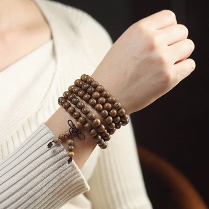 Old Seasoned Chicken Wing Wooden Buddha Prayer Beads Pieces Wind Men And Women Bracelet Holding Gift  Wooden jewelry