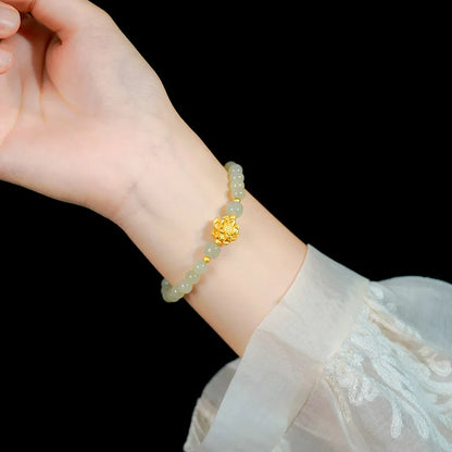 Gold-Plated Lotus Hetian Jade Bracelet – Luxurious Charm