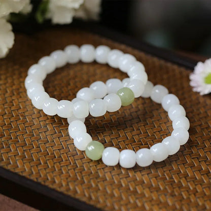Hotan White Jade 10mm Bead Bracelet｜Single Circle Lucky Amulet