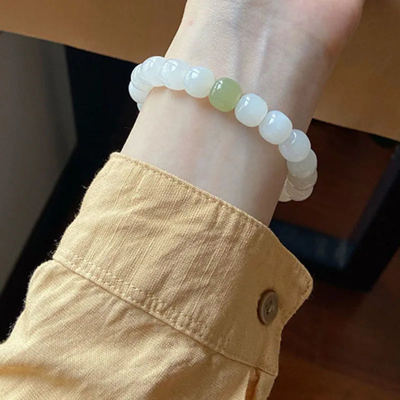 Hotan White Jade 10mm Bead Bracelet｜Single Circle Lucky Amulet