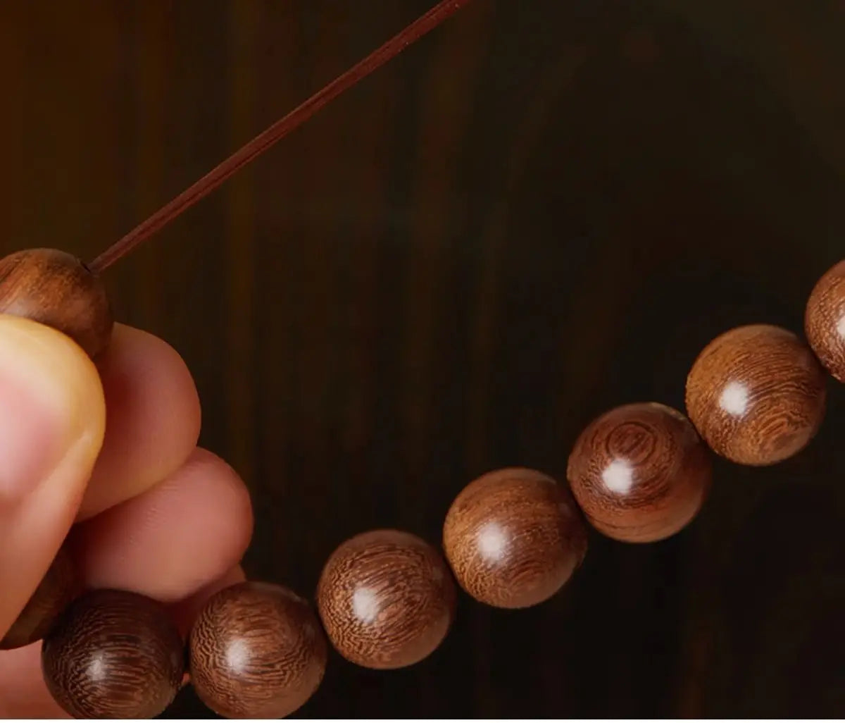 天然金丝楠木佛珠手串｜男女沉香木质念珠护身