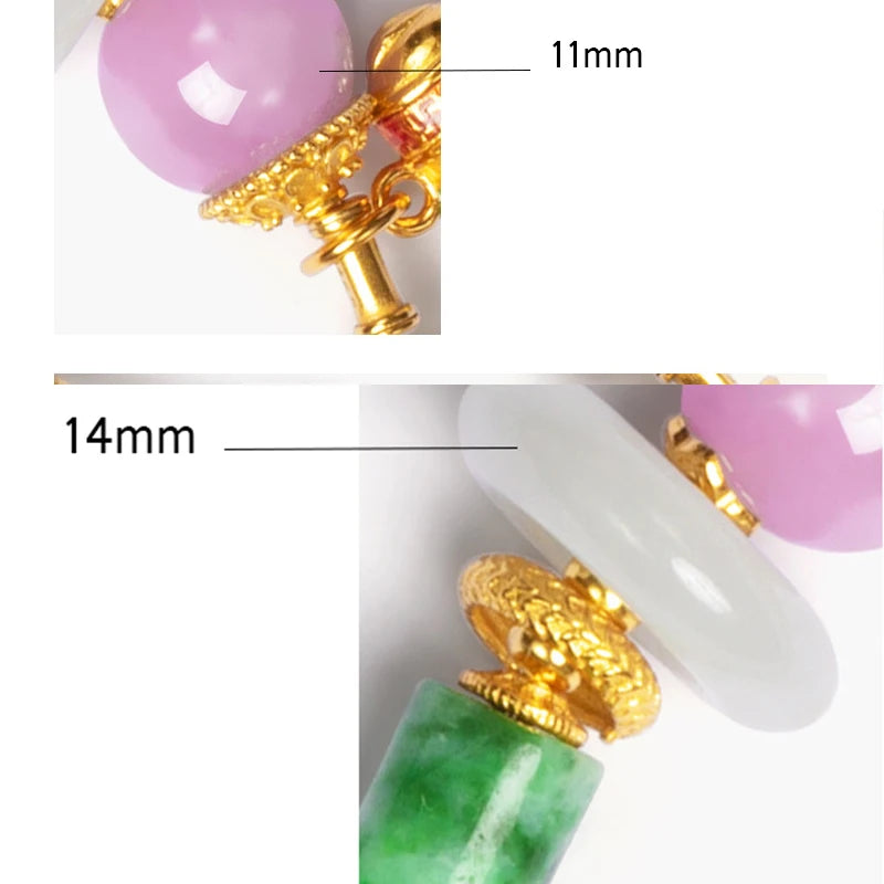 Natural Hetian Jade Bracelet for Women｜Silver & Gold-Plated Accents