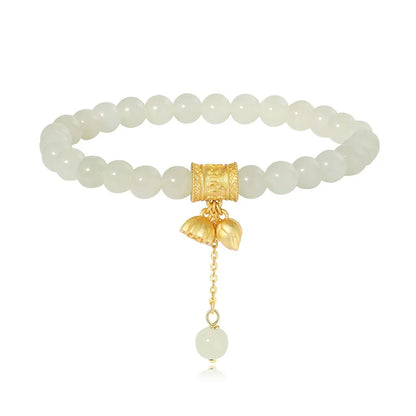 莲韵·和田白玉堆叠手串｜莲花流苏护身开运饰品