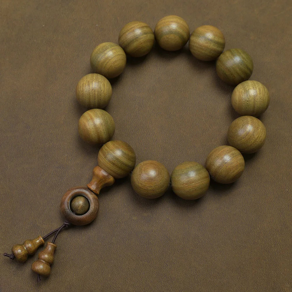Green Buddha Sandalwood Bracelet — Ethnic Feng Shui Charm