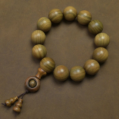 Green Buddha Sandalwood Bracelet — Ethnic Feng Shui Charm