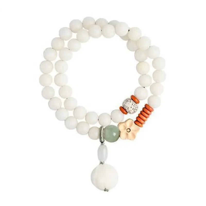 White Bodhi Root Multi-Loop Phone Chain Bracelet｜Feng Shui Charm