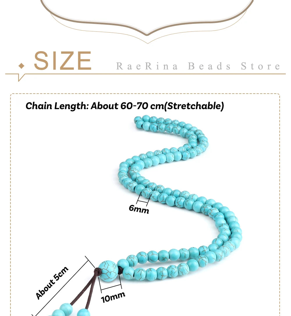 6mm浅蓝108念珠项链手链｜瑜伽冥想 弹力多圈 水元素开运